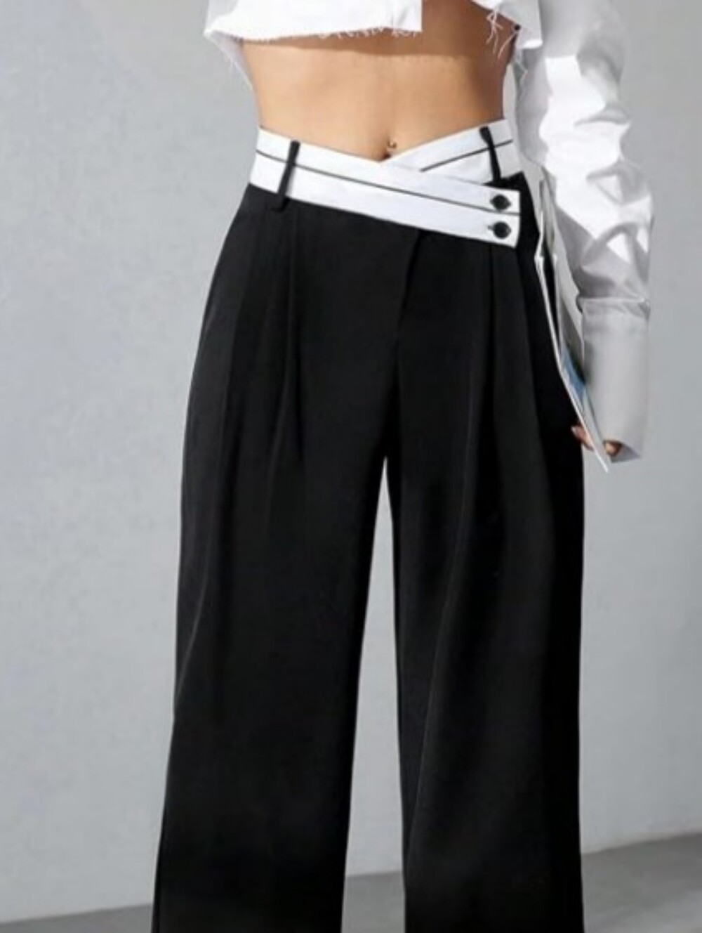 Commence Women's Wide Leg Pants White Asymmetrical Waistband Size XL - Picture 8 of 10